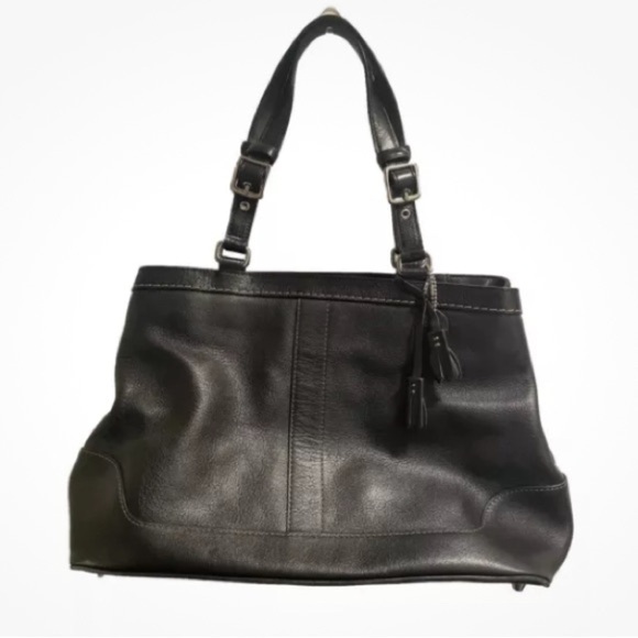 Vintage Coach Hampton Carryall Handbag Leather Black - Picture 1 of 7